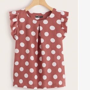 SALE!! Polka dot dark pink and white blouse
